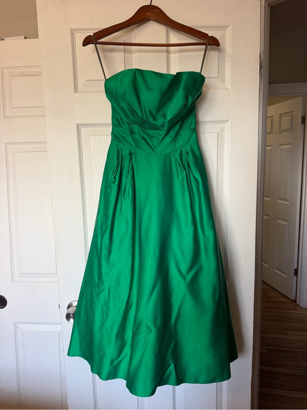 Vintage Emerald Green Strapless A-Line Dress